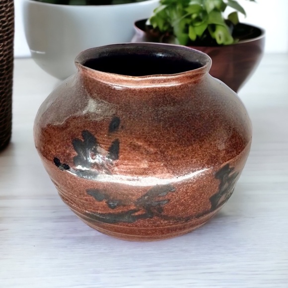 Japanese Tetsu-yu Brown Glazed Vase - Picture 3 of 15